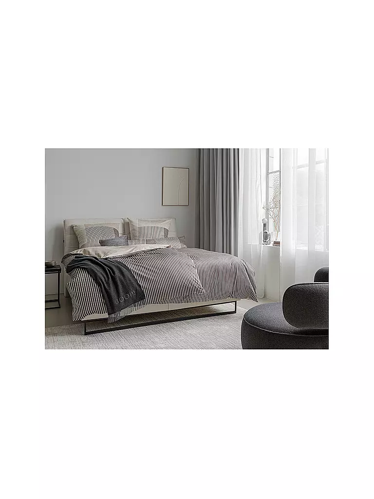 JOOP Satin Bettwäsche DIVIDED 70x90cm / 140x200cm Stone hellgrau