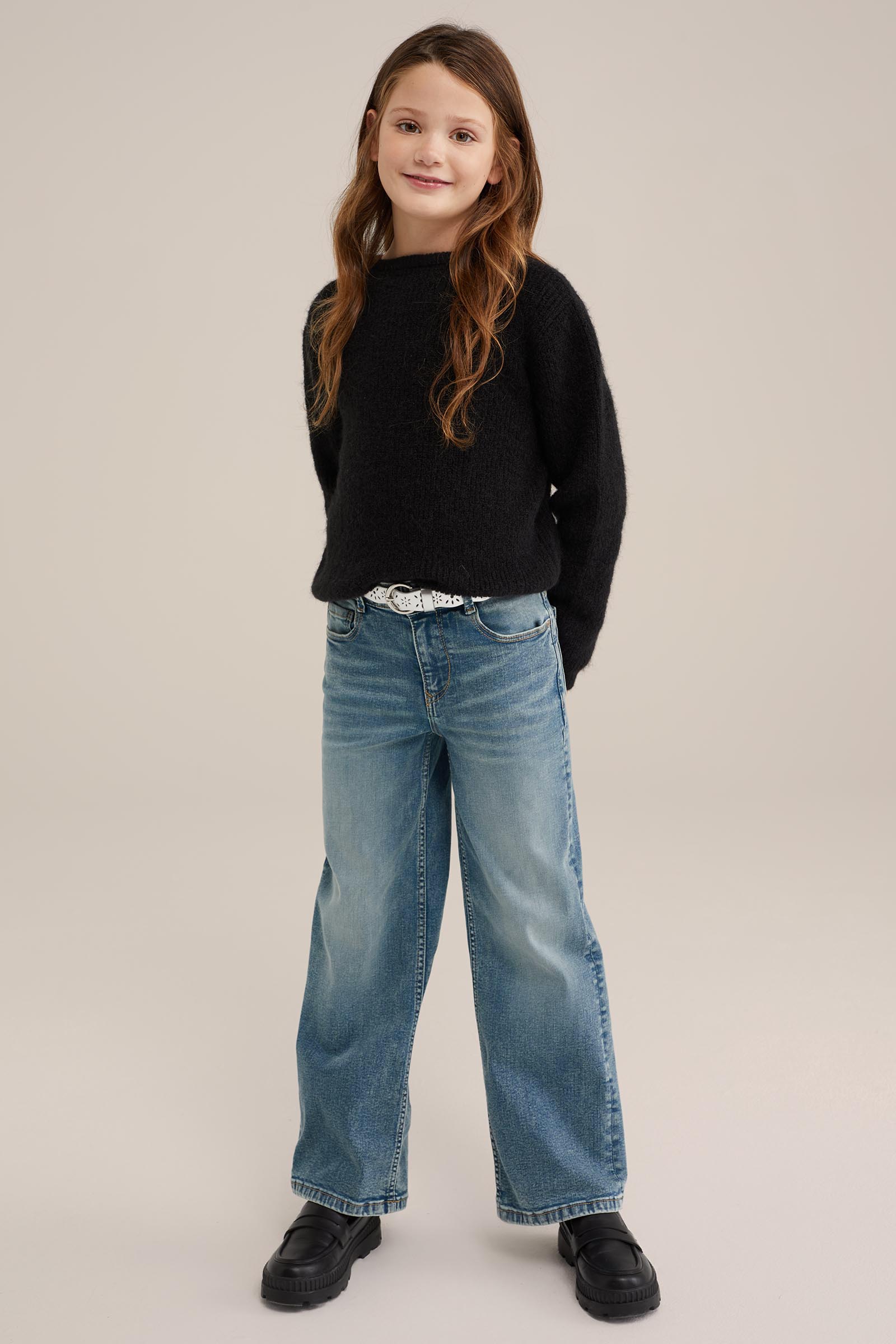 Meisjes wide leg jeans met stretch Blue Ridge Lichtblauw