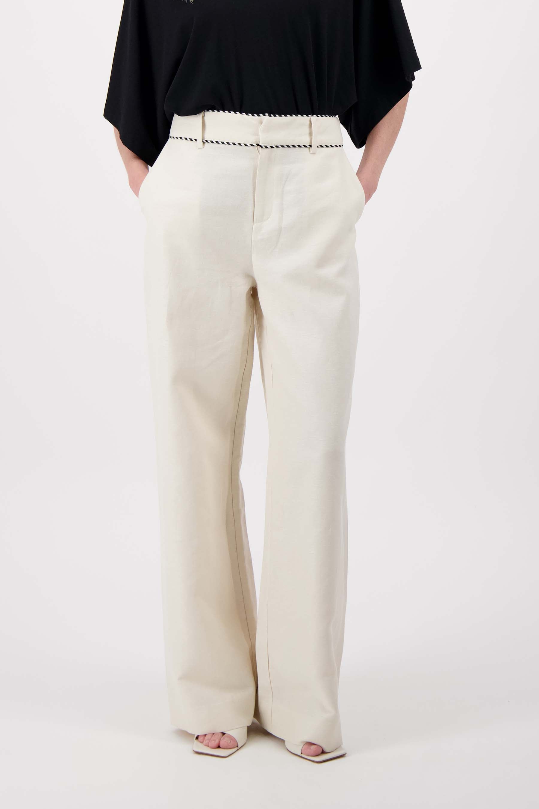 linnen broek met tape details
