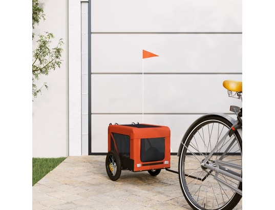 VIDAXL - Remorque de vélo pour chien orange et noir tissu oxford et f...