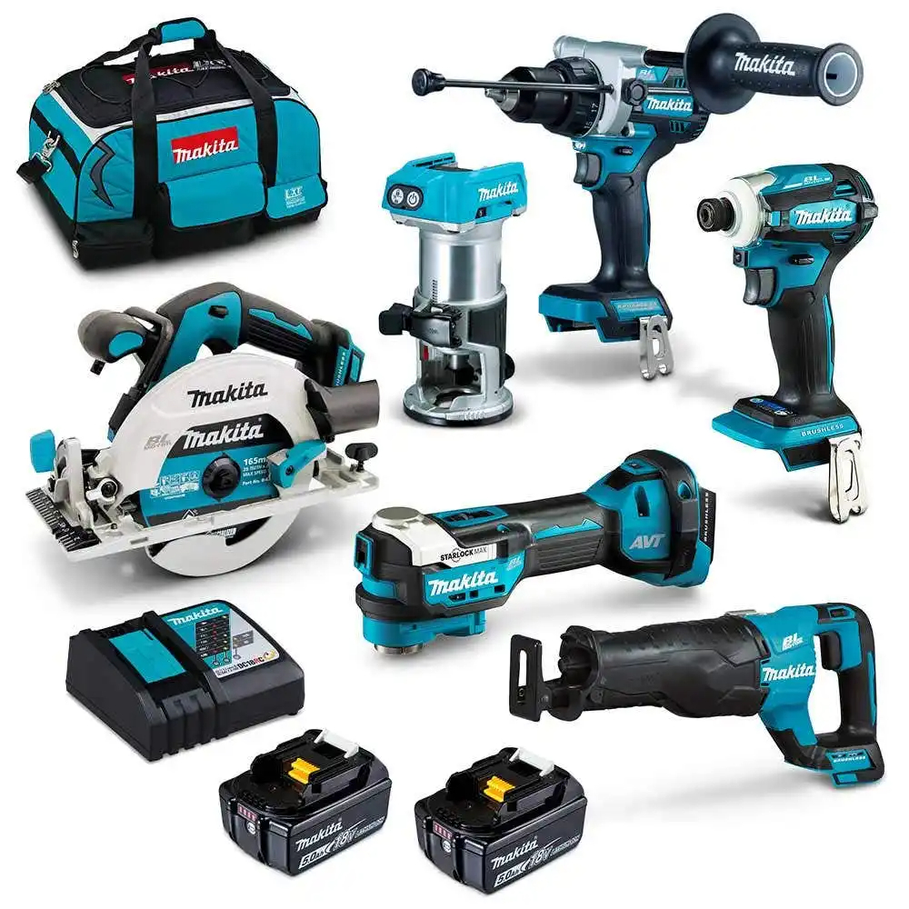Makita 18V Brushless 6-Piece Set 2 X 5.0AH Combination Kit DLX6120TX1