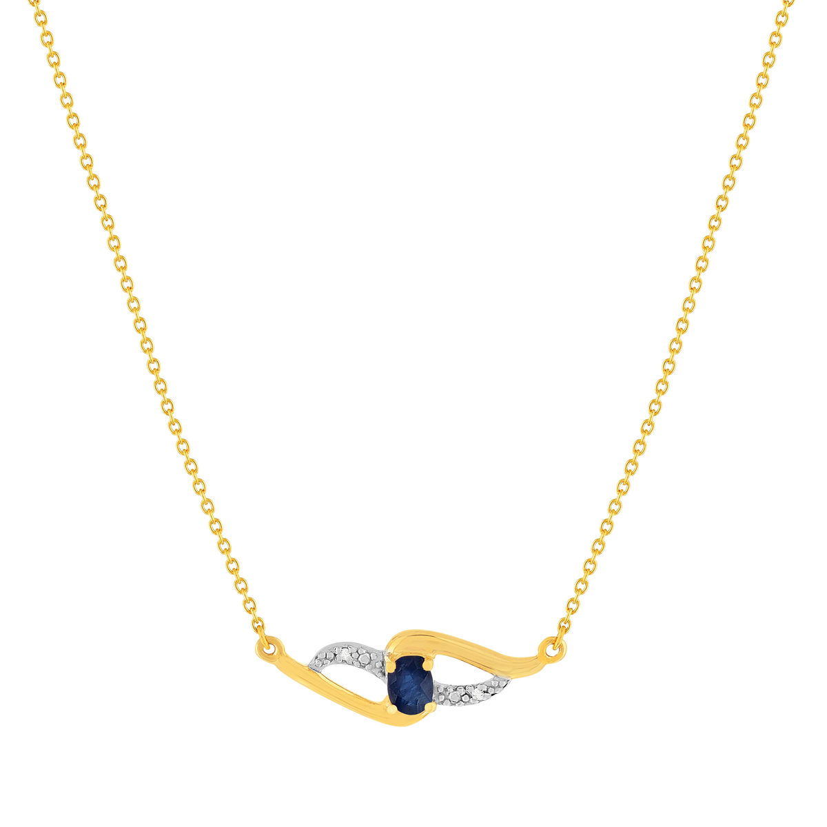 Collier or 375 2 tons saphir diamants 45 cm