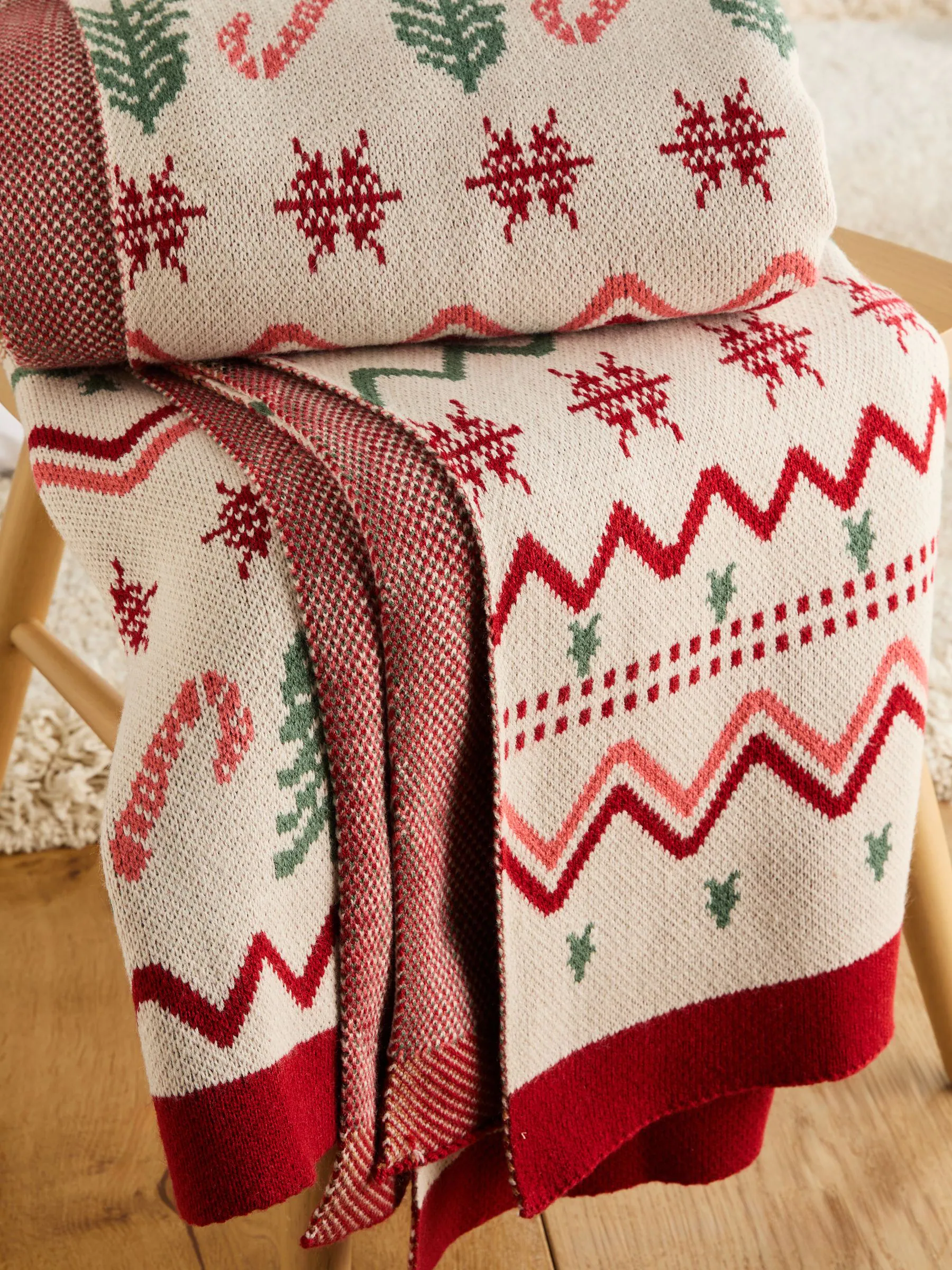 Gebreide sprei met Fairisle-kerstmotief