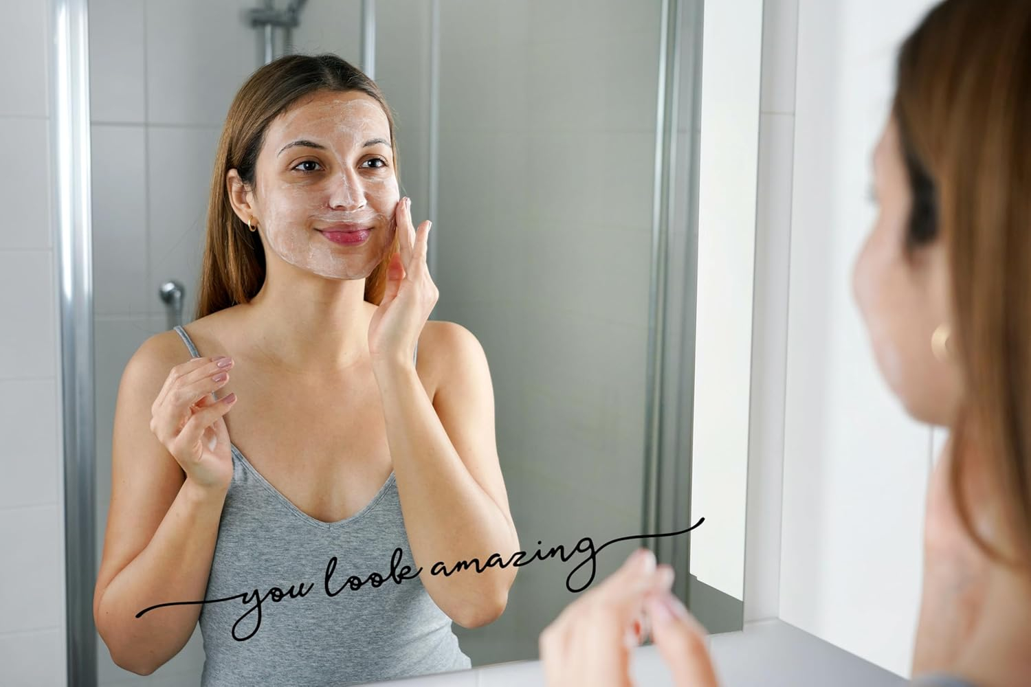 (39x7cm) Wandtattoo Spiegel Aufkleber Home Deko Zitat Wandsticker - You look amazing