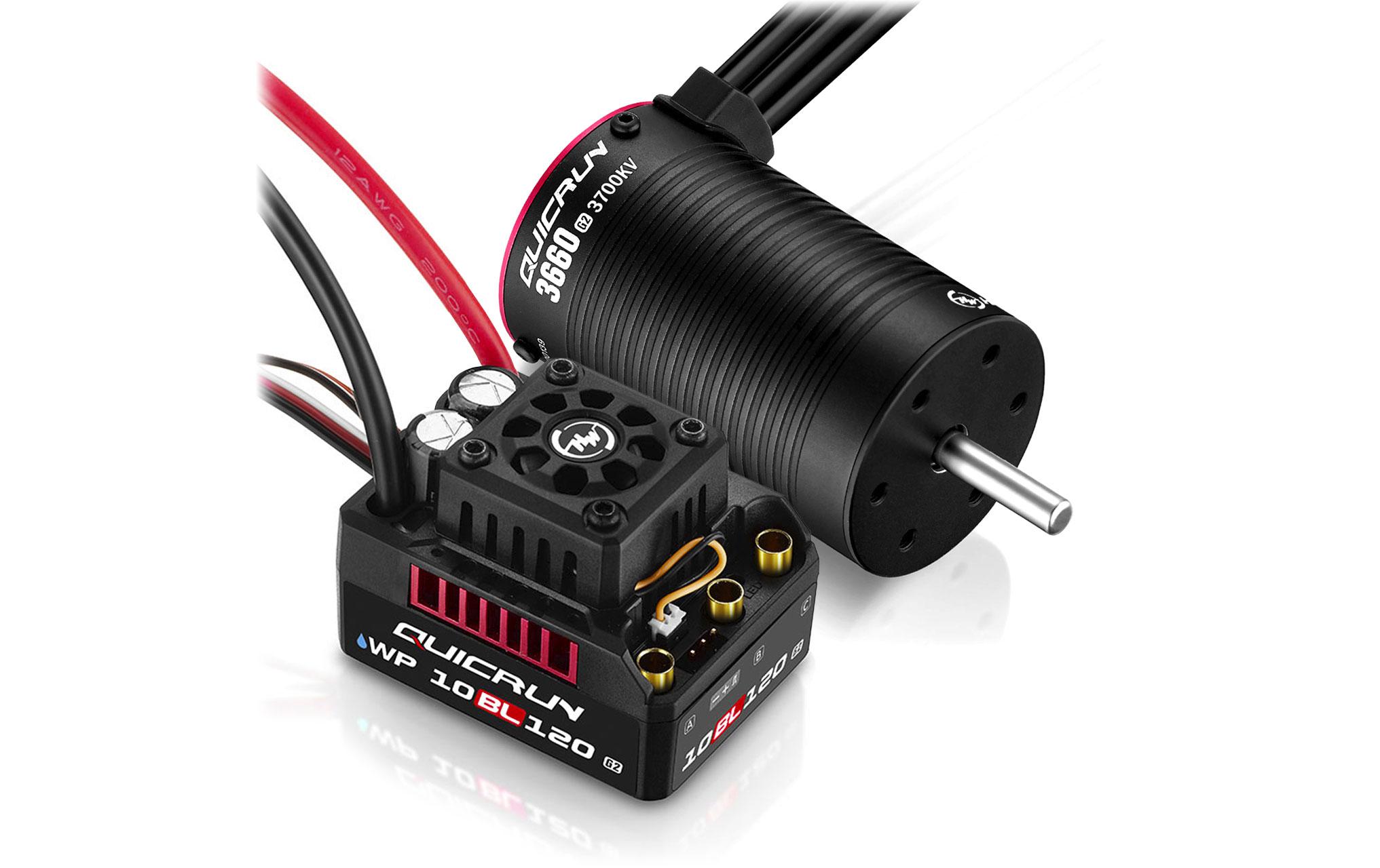 Brushless-Antriebsset WP 10BL120 G2 3660SL-3700KV Combo 1:10Set mit Brushless Sensorless Motor und Regler für RC-Fahrzeuge im Massstab 1:10
