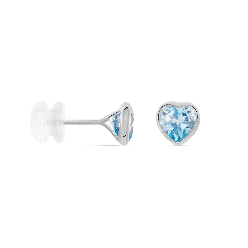 Boucles D'oreilles Puces Klodina Or Blanc Topaze