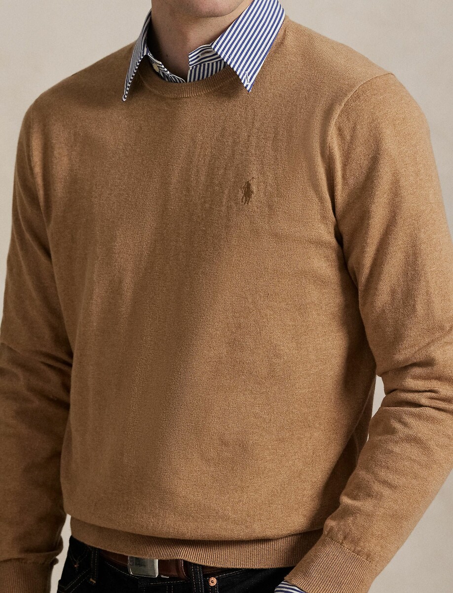 POLO RALPH LAUREN<br>Suéter de mistura de algodão com gola redonda