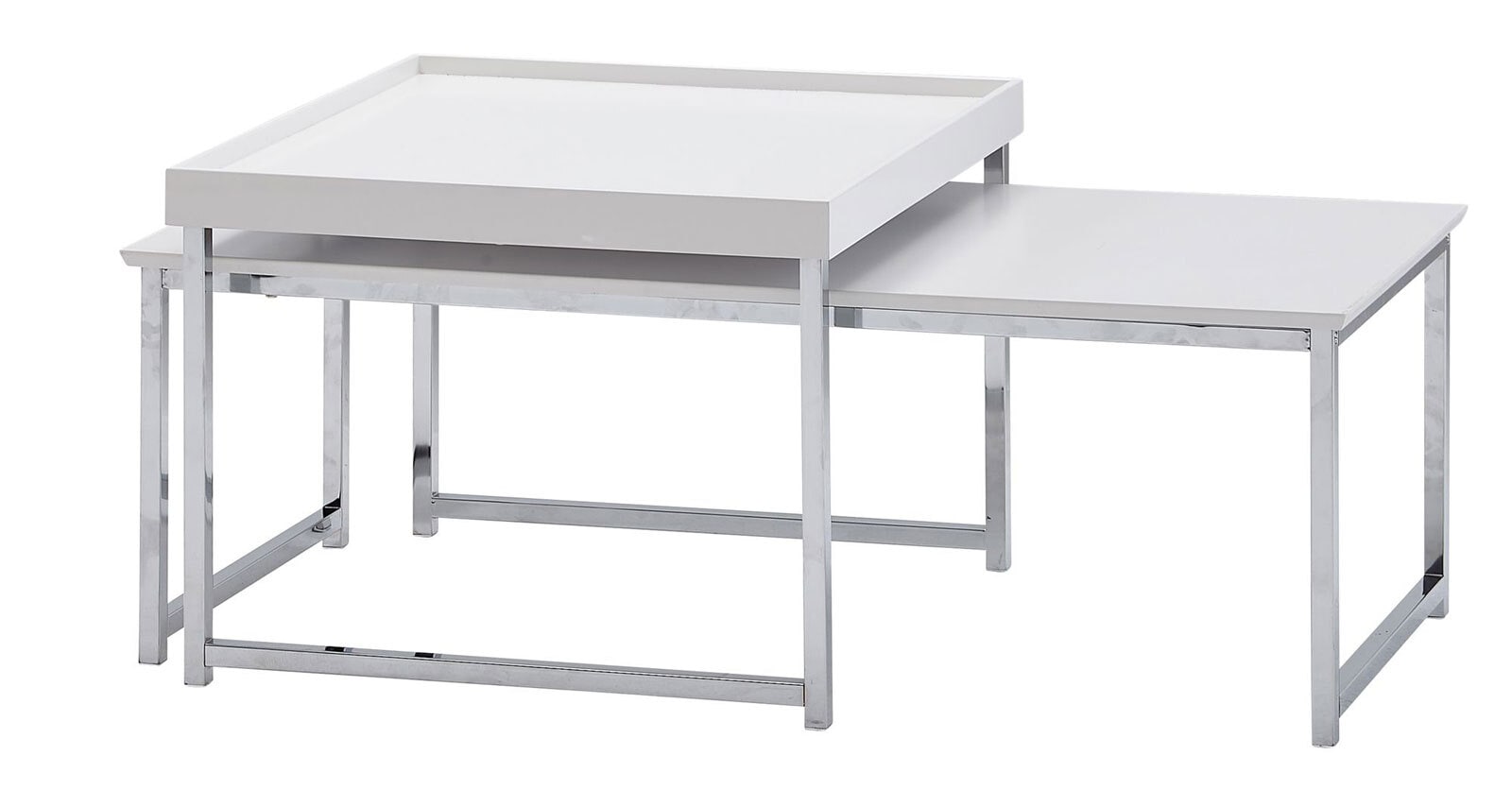 Couchtisch 2er Set Silberfarbig/Weiß