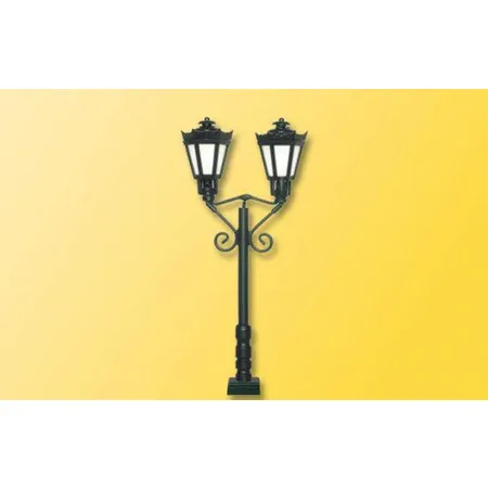 Viessmann Parklaterne zweiflammig schwarz mit Kontaktstecksockel, LED warmweiß