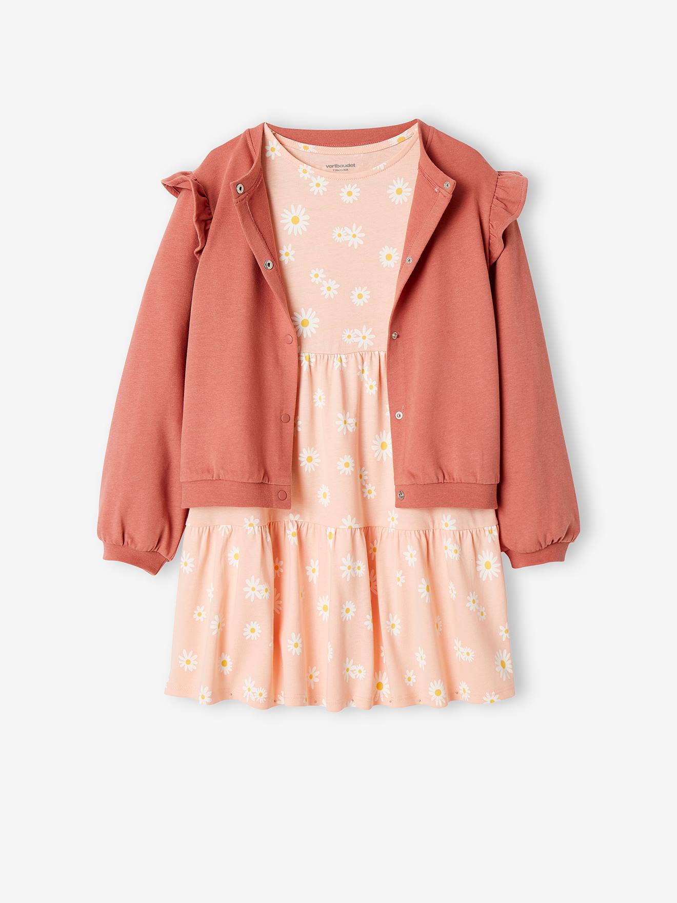 Conjunto de vestido e casaquinho verde esmeralda para meninas