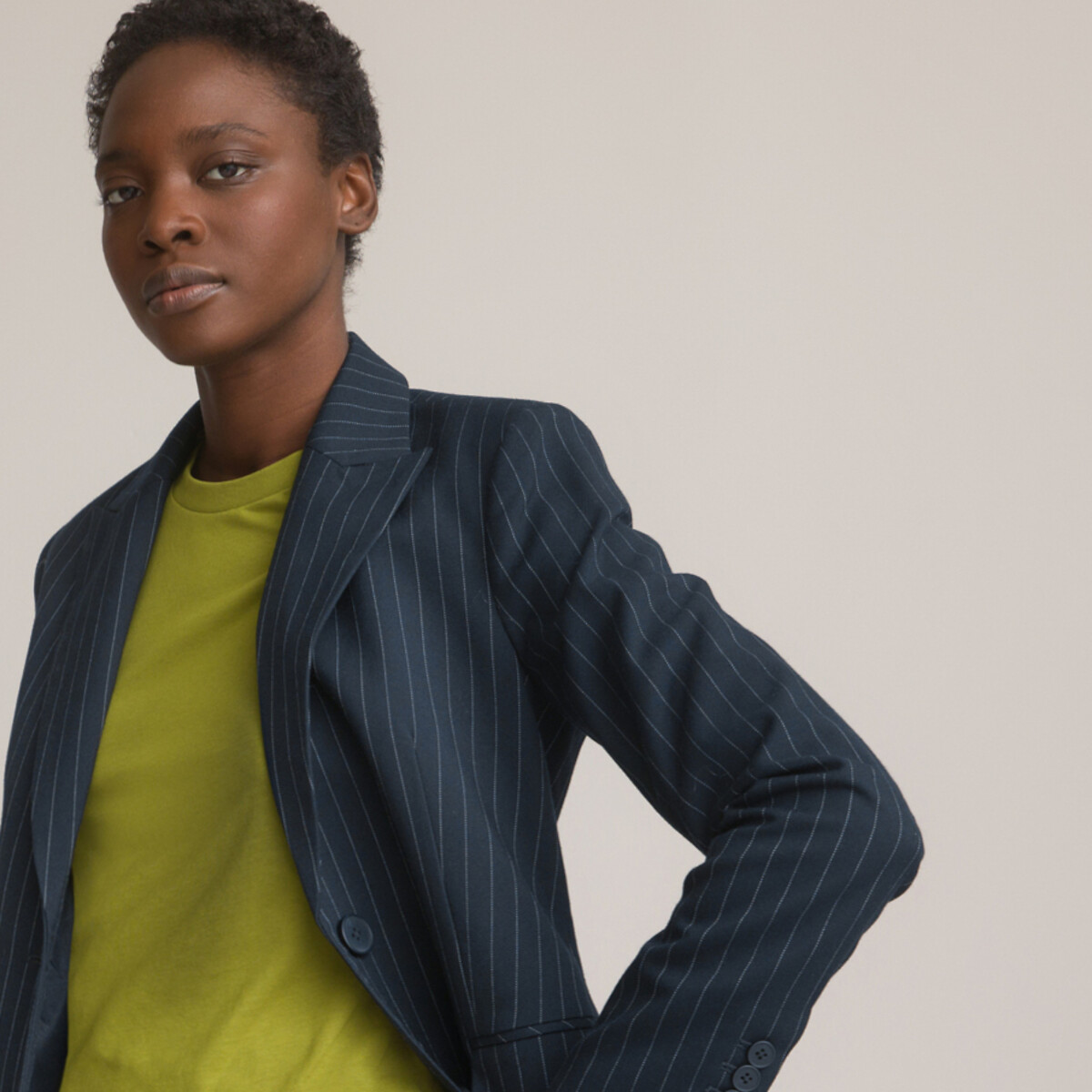 COLEÇÃO LA REDOUTE<br>Blazer de corte reto, listras de tênis