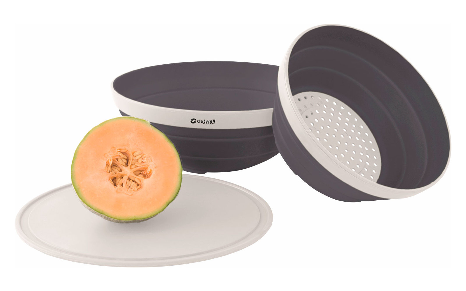 Outwell Collaps Bowl Colander Set Schüssel mit Sieb und Deckel Set 3 teilig 3,5 Liter
