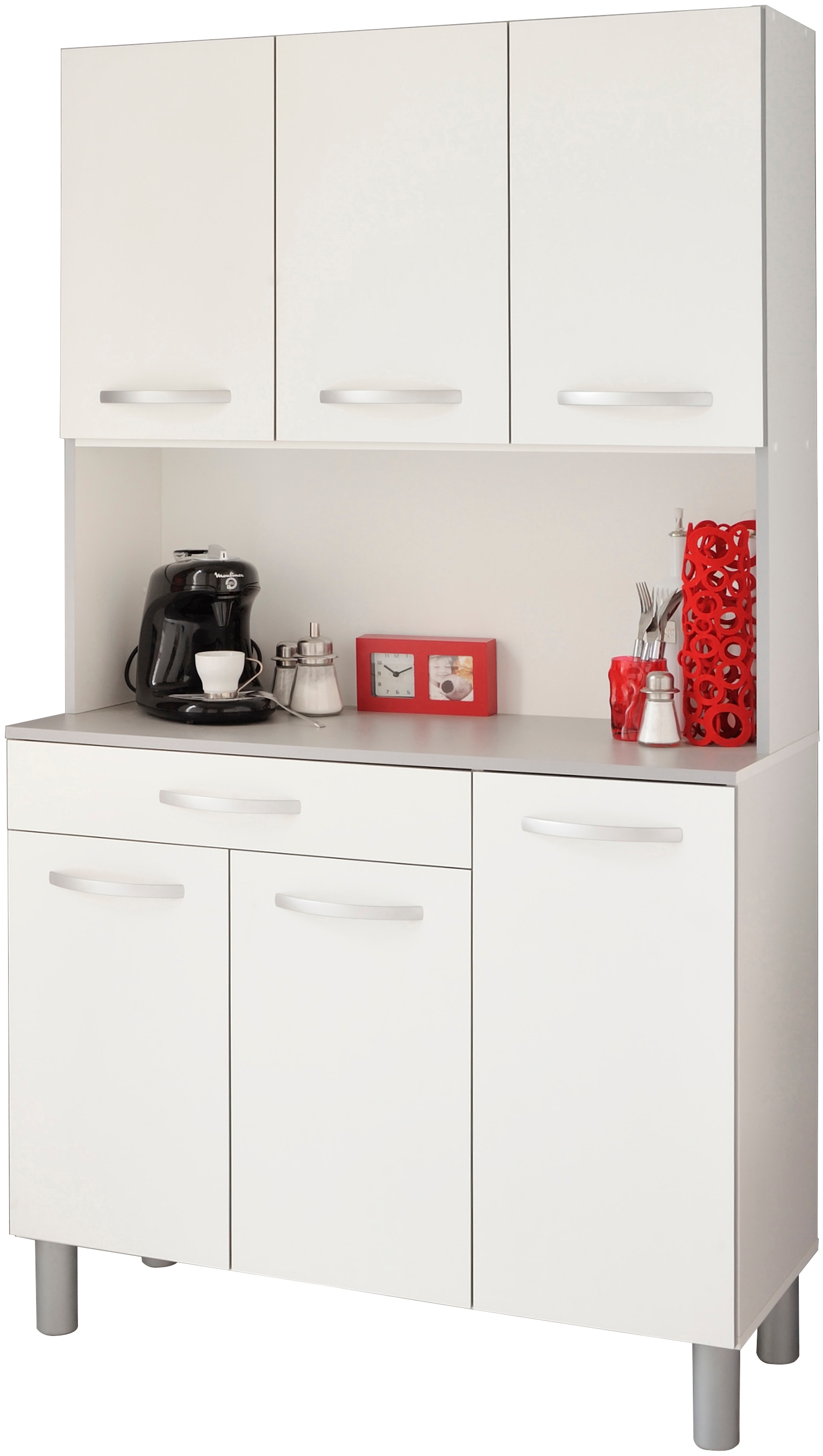 Parisot Buffet »Spoon 1, Küchenbuffet, viel Stauraum, 6 Türen« B/H/T ca. 100x185x40, 1 Stk. tlg. Schublade, Arbeitsfläche und Regale, ohne Elektrogeräte