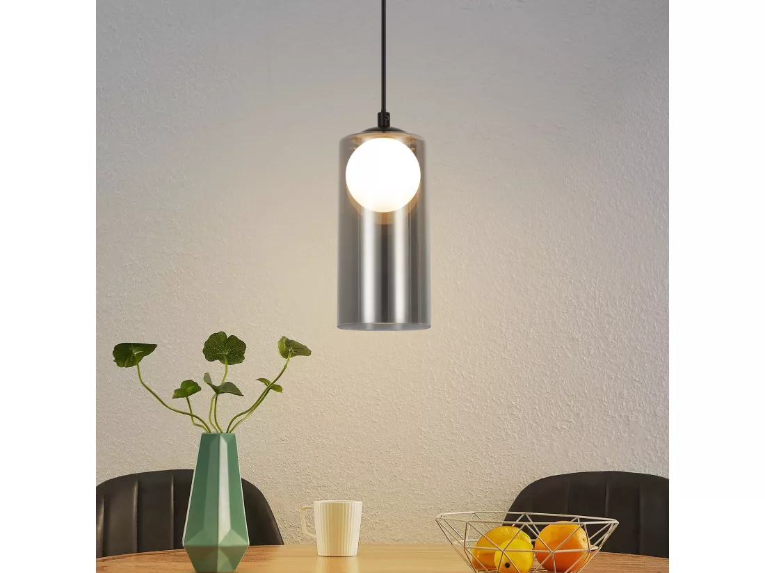 Lampe à Suspension 1er Vintage Pour Table à Manger, Gris Fumé, G9, Ovale, Hauteur Réglable, Pour Salon