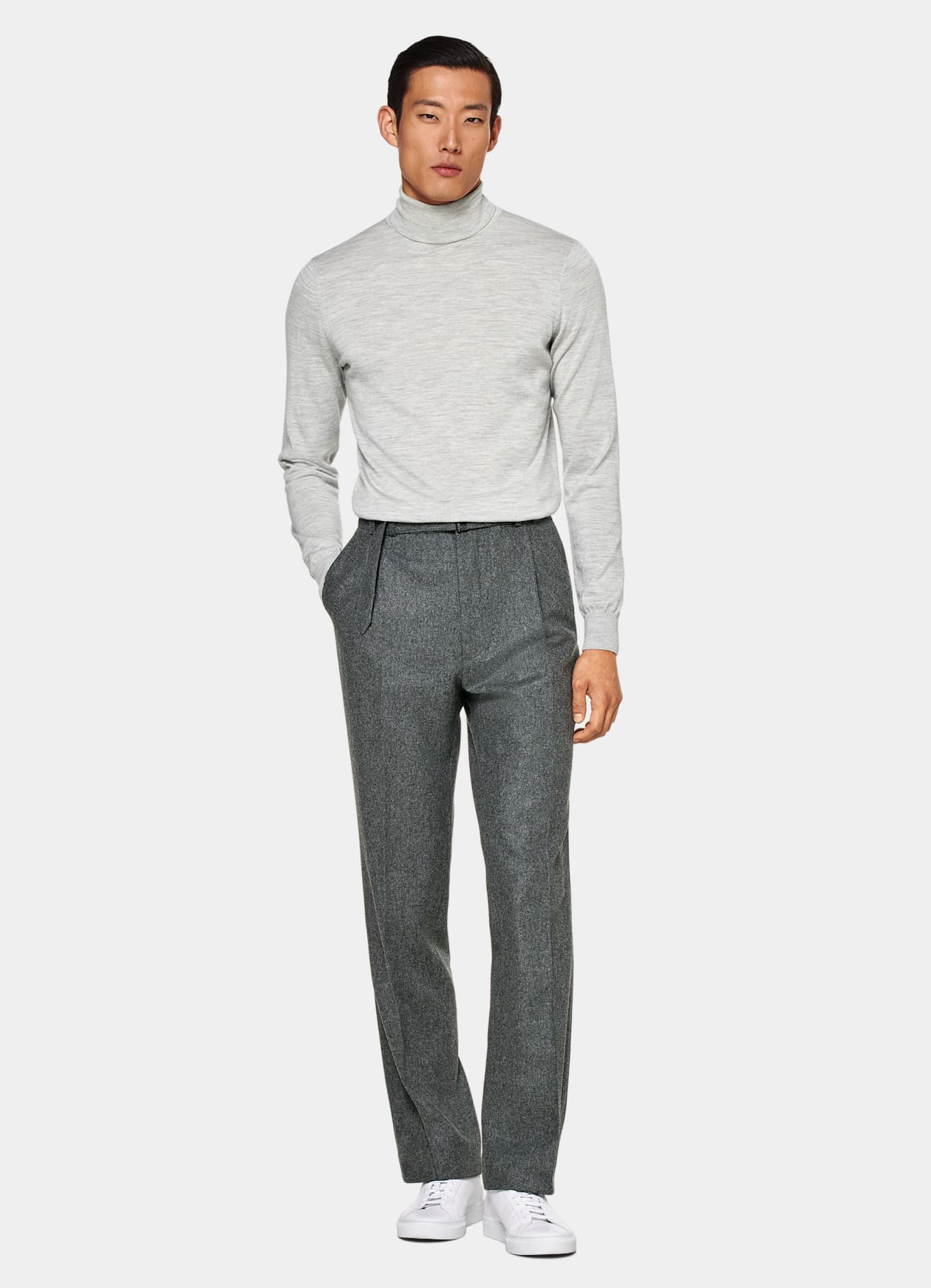 Col roulé Merino gris clair