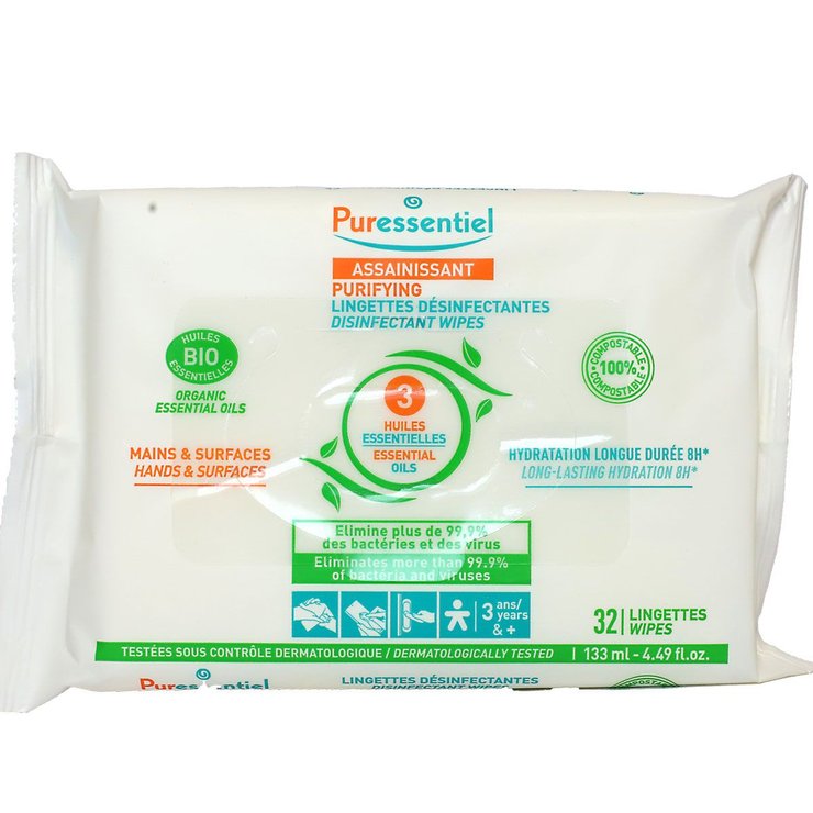 32 lingettes désinfectantes bio