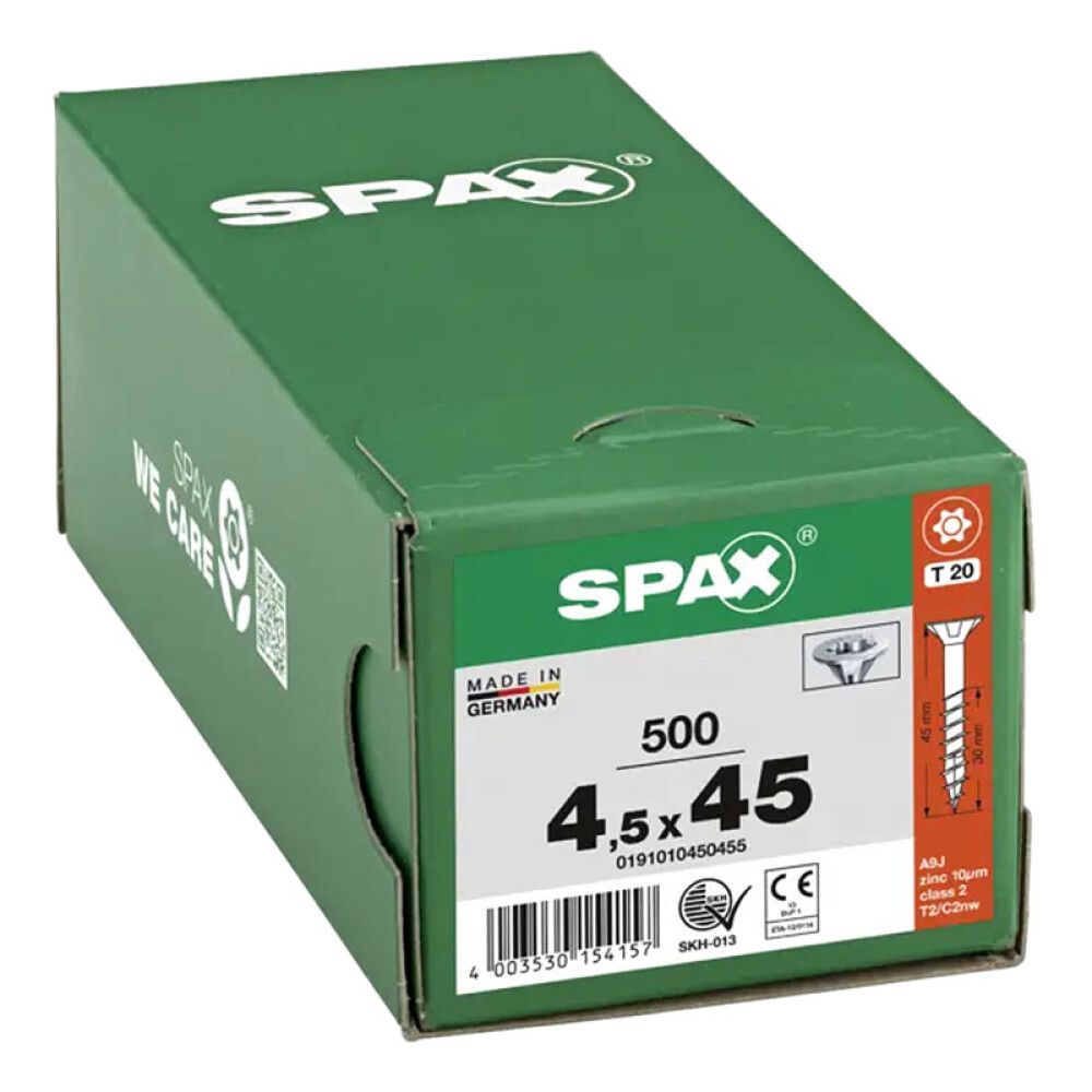 SKRUE SPAX SENKHODE TORX 4,5X45MM 500 STK