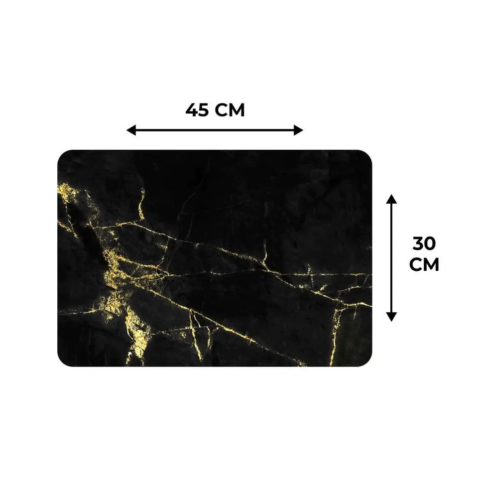 MuchoWow Placemat (6stuks) 45x30cm Marmer Zwart Goud Luxe