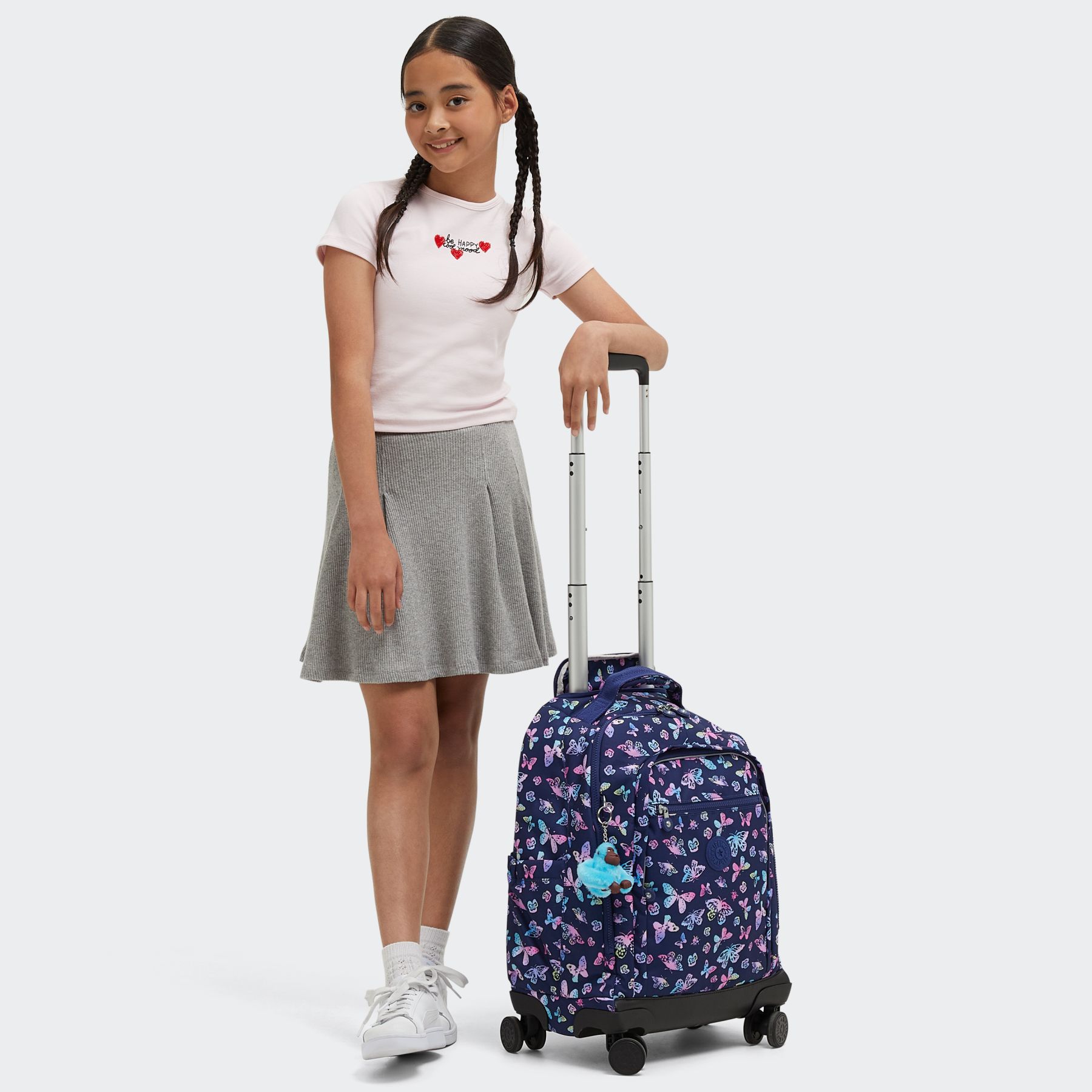 SARI Grand sac à dos à roulettes pour enfants avec compartiment pour ordinateur - Butterfly Fun