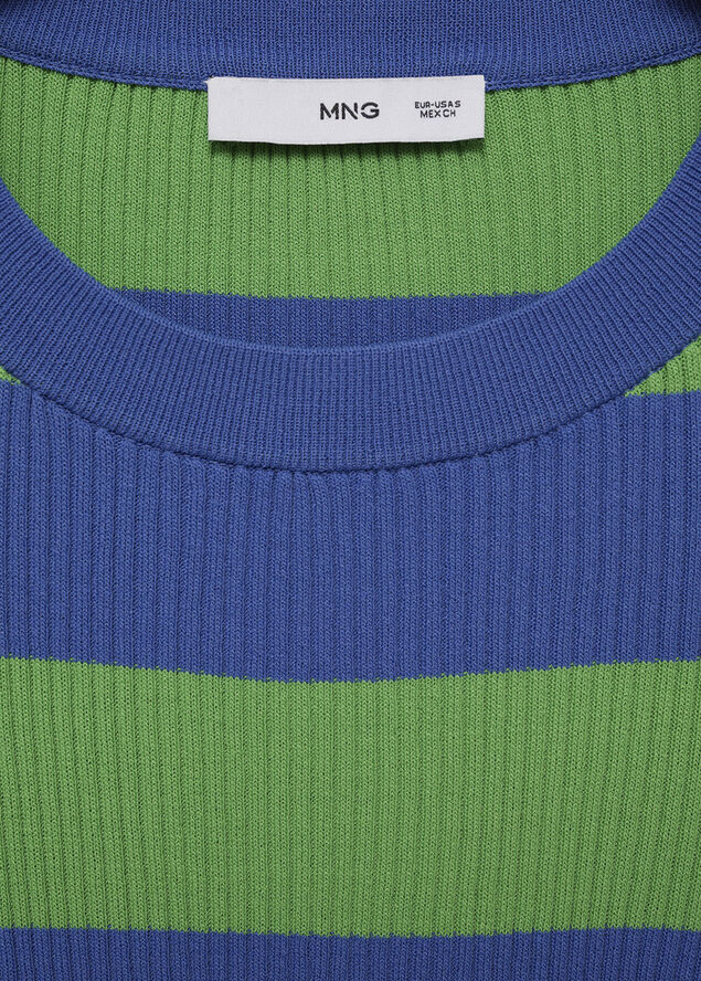 MANGO Ribbed knit t-shirt Medium blue