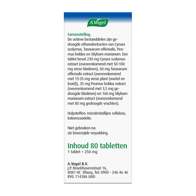 A.Vogel Boldocynara Bij Misselijkheid En Opgeblazen Gevoel Tabletten 80 ST