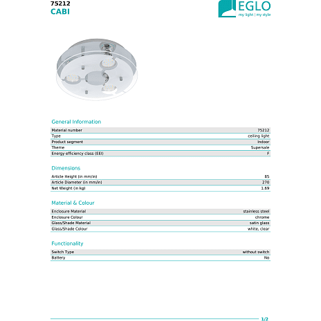 Cabi LED loftlampe - krom