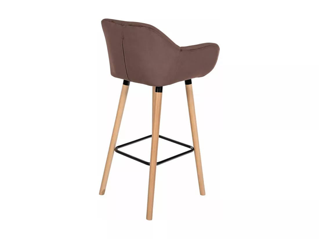 Lot de 2 Tabouret de bar - Velours - Café - Grant