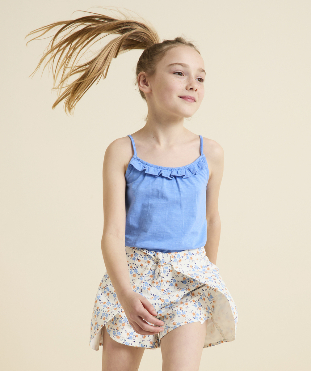 SHORT FLUIDE FILLE EN VISCOSE RESPONSABLE IMRPRIMÉ FLEURI AVEC OUVERTURES