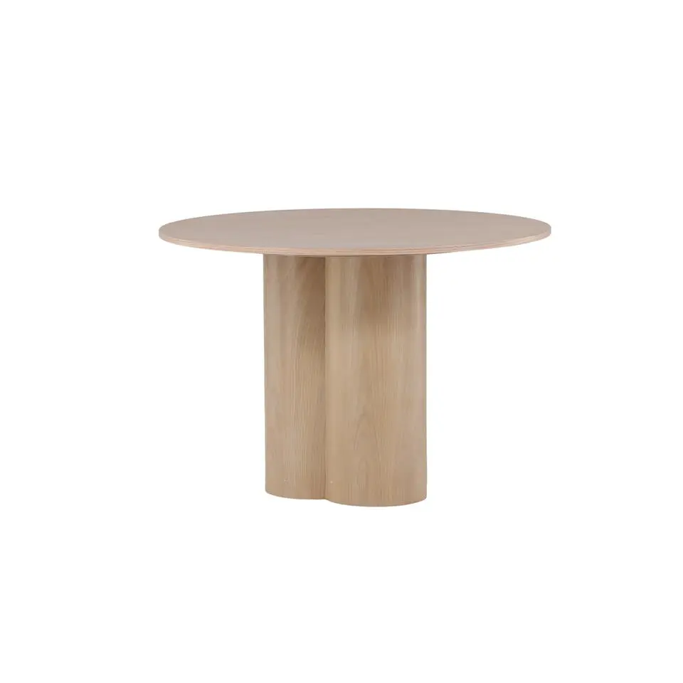 Eettafel Rond Whitewash 110cm - Fineer - Scandinavisch - Tafel Olivia
