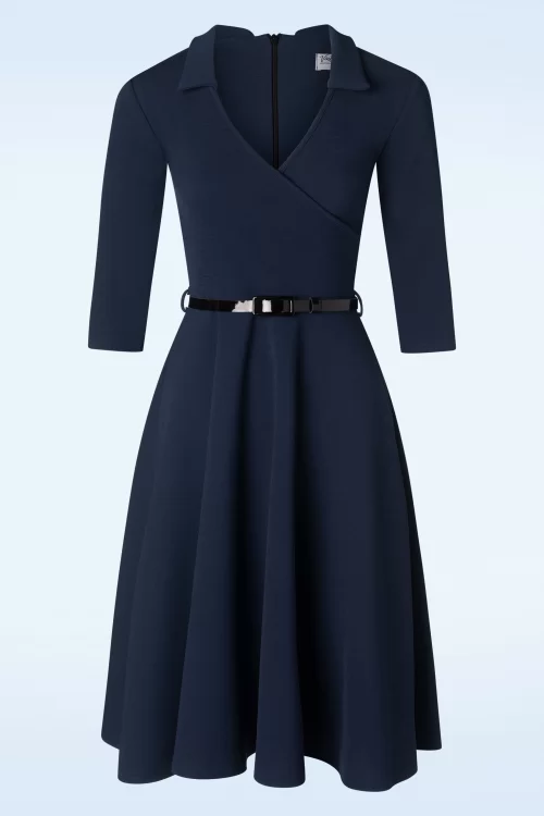 Vintage Chic for Topvintage Elena swingjurk in marineblauw