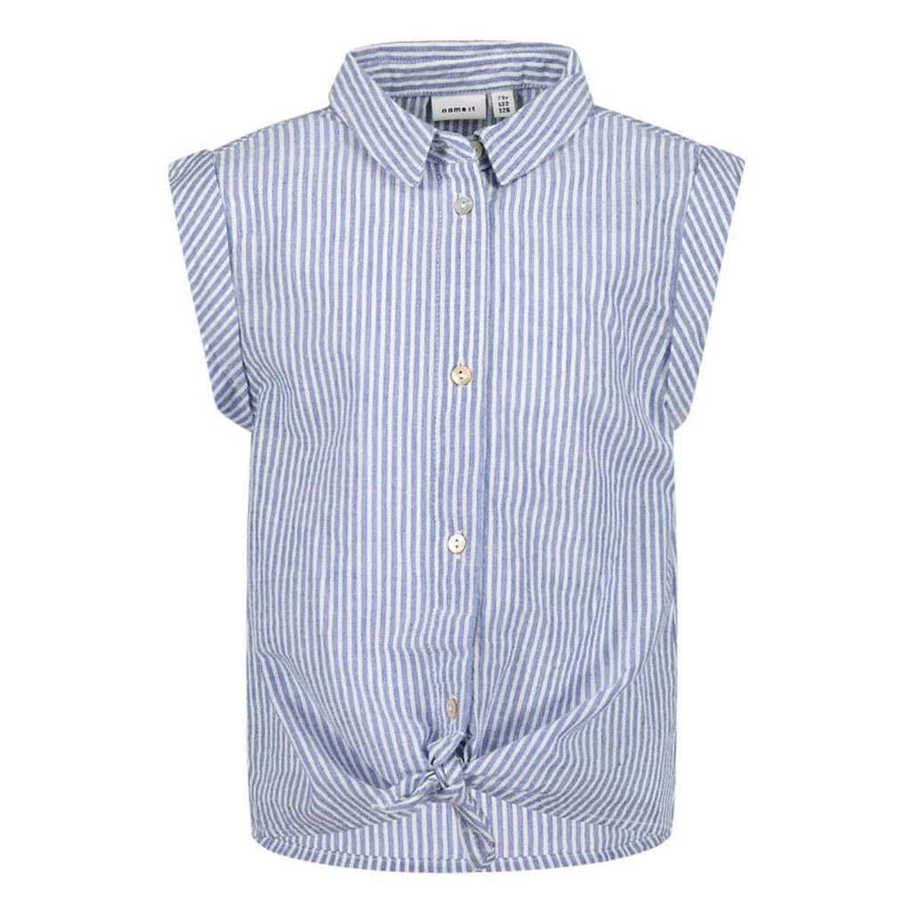 NAME IT gestreepte blouse NKFFEMMA blauw/wit