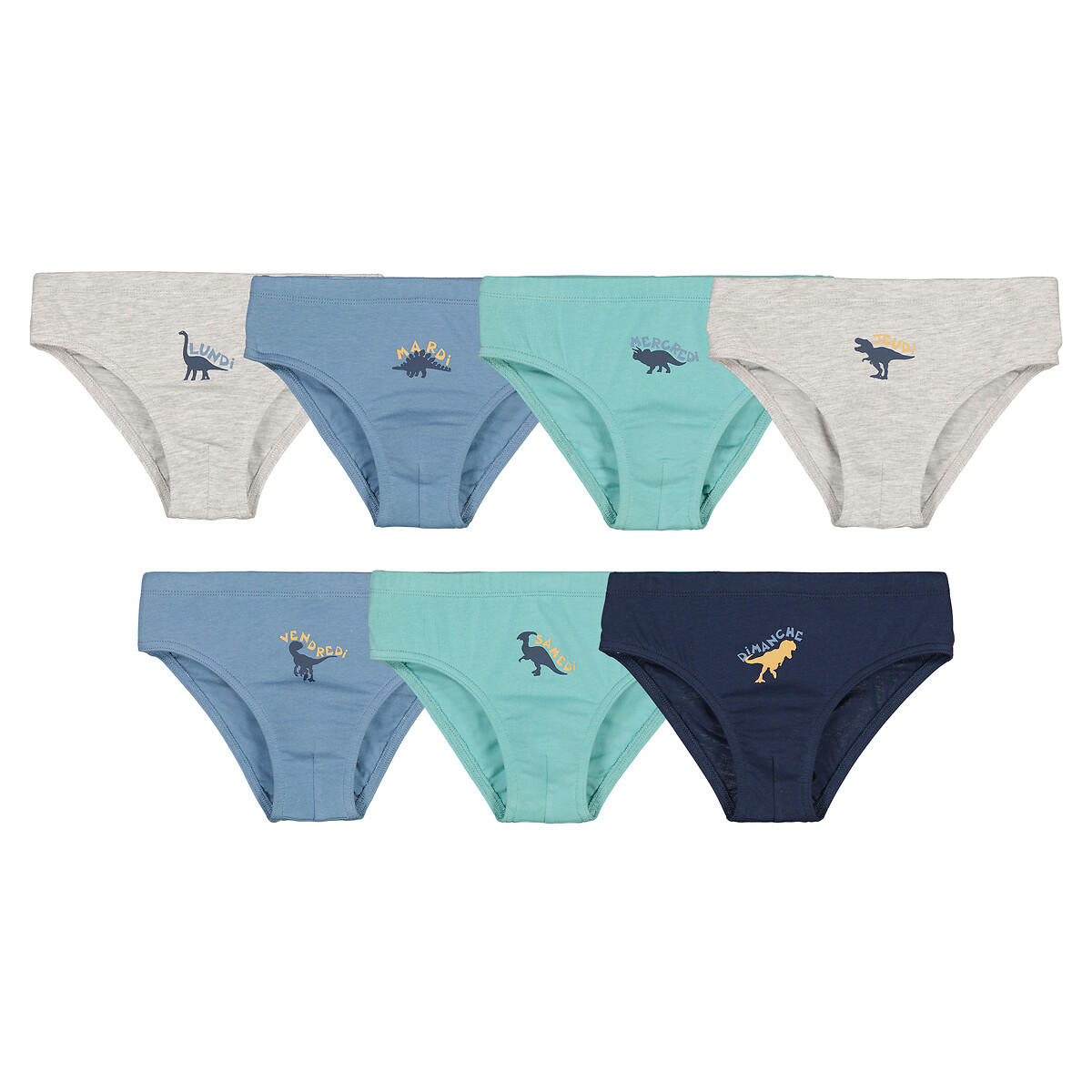 COLEÇÃO LA REDOUTE<br>Conjunto de 7 cuecas com estampa de dinossauro