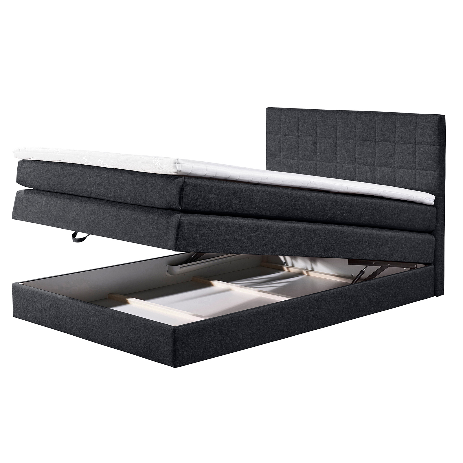 Boxspringbett - schwarz - H2 - Microfaser - 140x200 cm