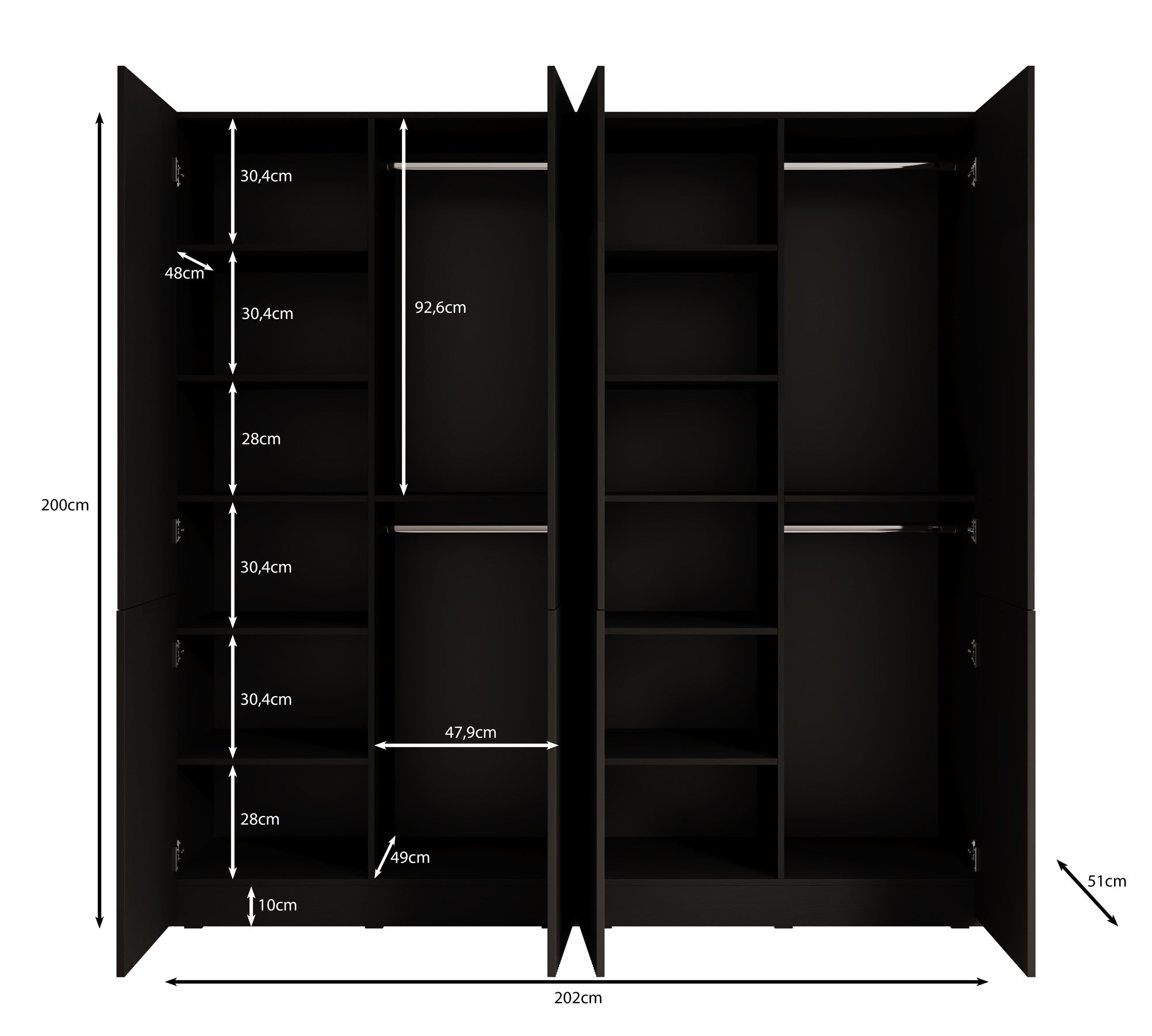 Meubella - Kledingkast Shelton - Grijs - 202 cm