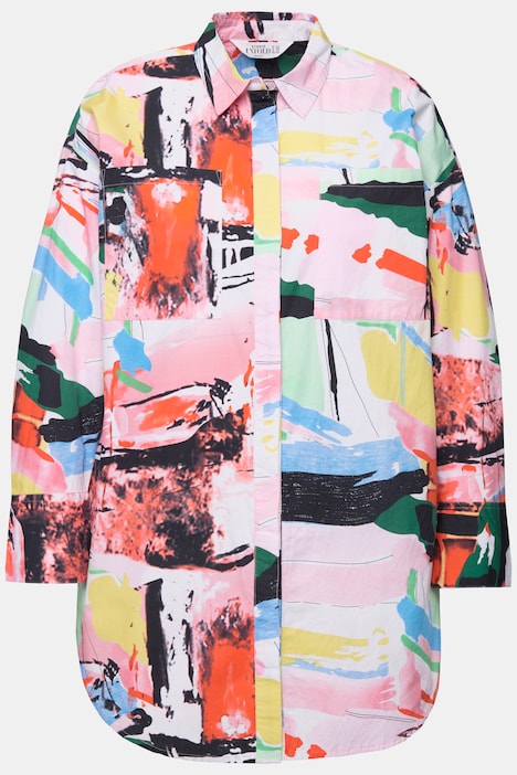 Hemdbluse, oversized, Color Print, Langarm