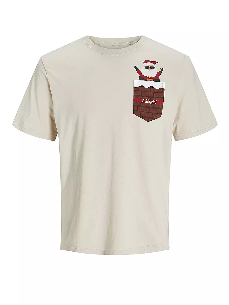 JACK & JONES T-Shirt JJXMAS beige