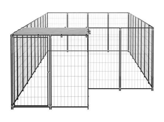 Chenil extérieur cage enclos noire 550 x 220 x 110 cm 02_0000486