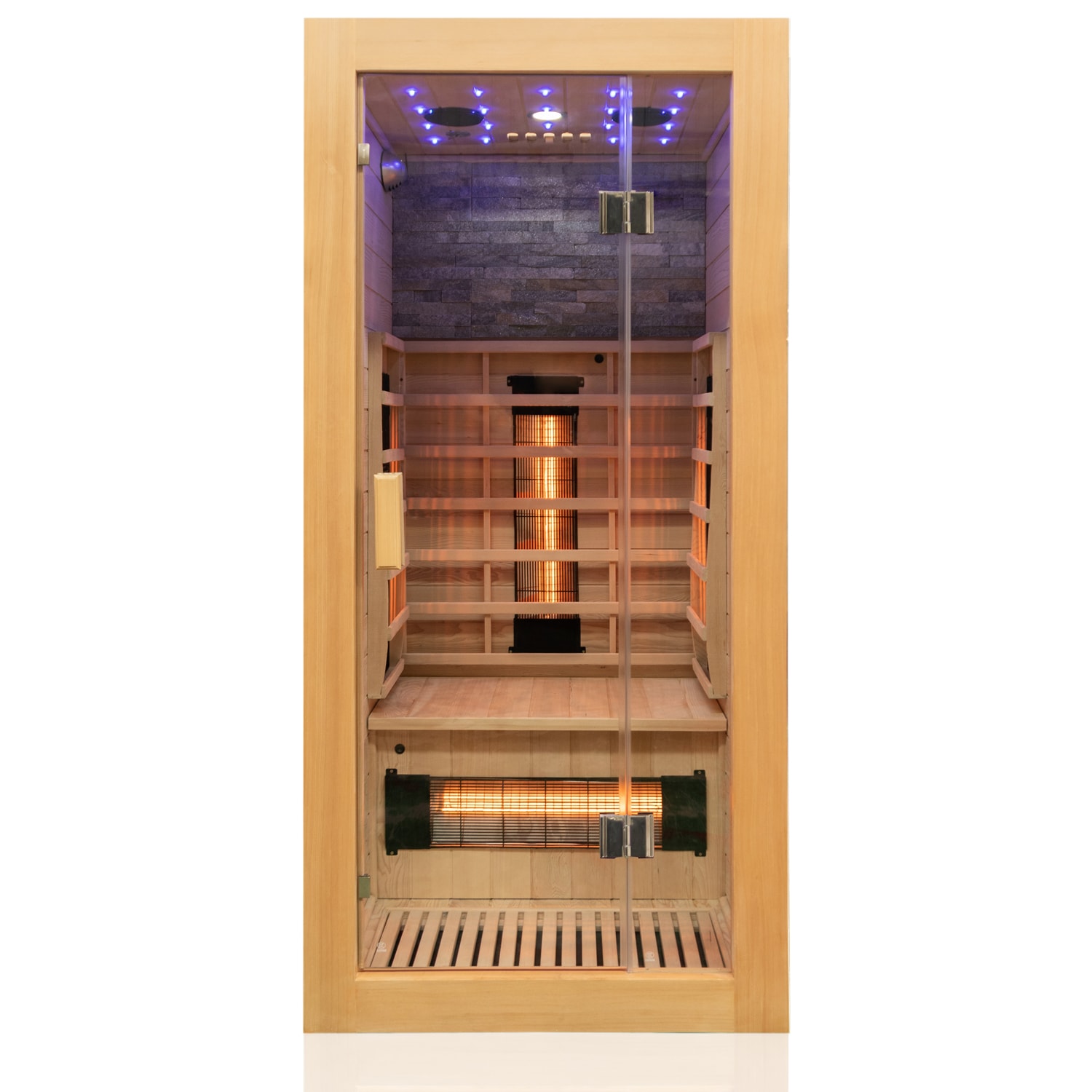 Dewello® Infrarotkabine Infrarotsauna MILTON 90cm x 90cm inkl. 4 Vollspektrumstrahler, Bodenstrahler, 1 Person, LED