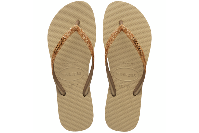 HAVAIANAS SLIM GLITTER KLIPKLAPPER MED GULDGLIMMER
