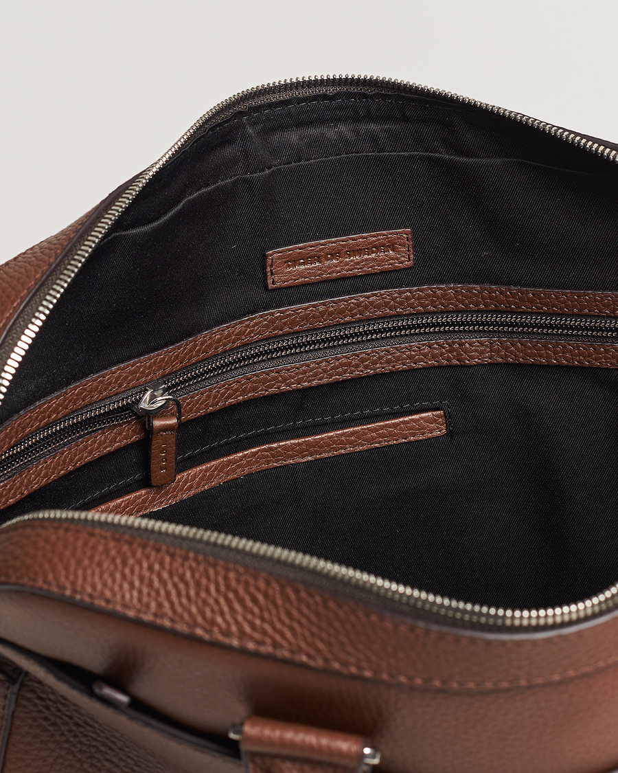Tiger of Sweden Bosun Grained Leather Briefcase Brown