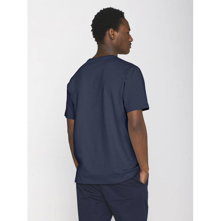 Knowledge Cotton Apparel LOKE badge tee - Regenerative Organic Certified - GOTS/Vegan Insigna blue melange