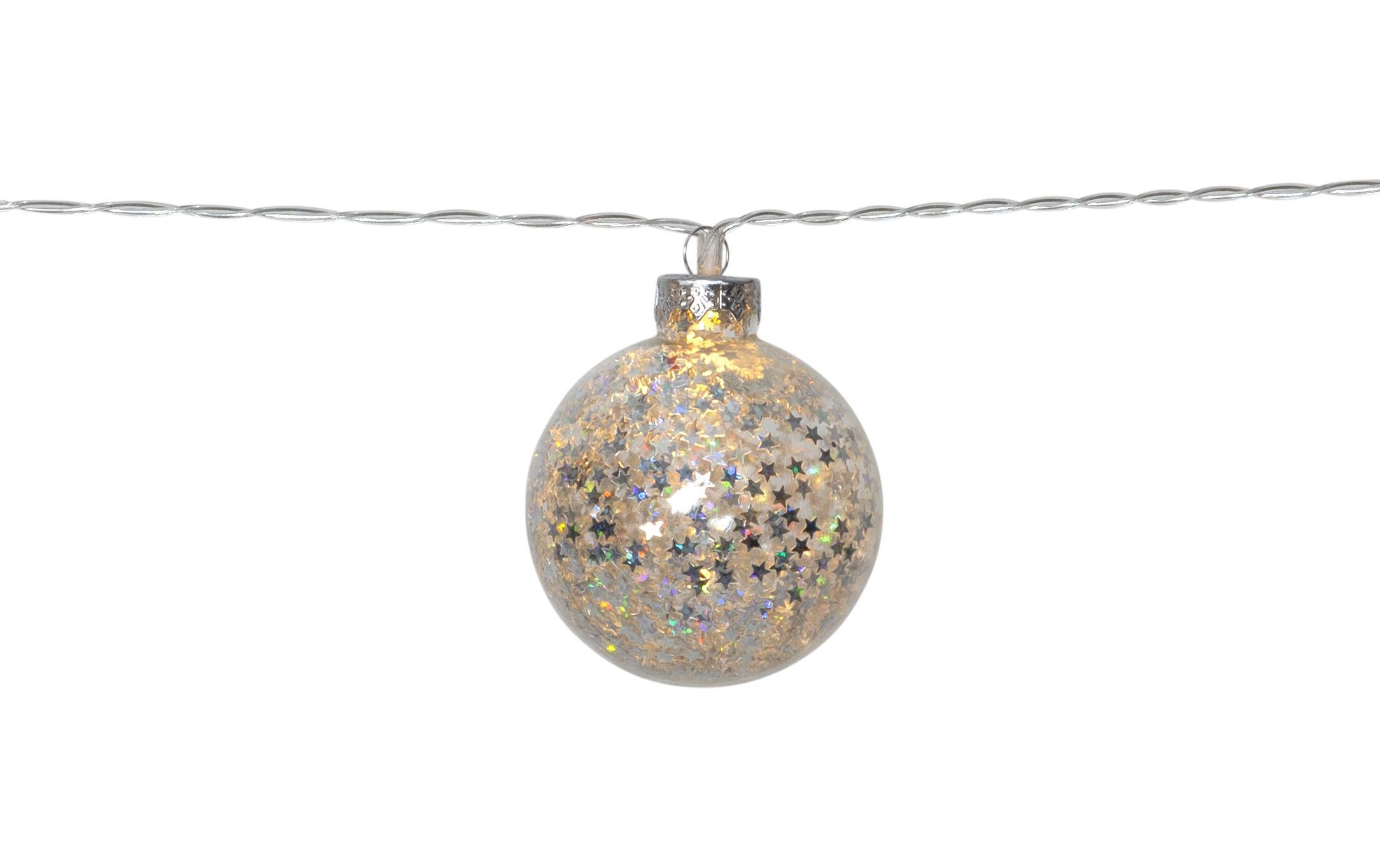 LED-Lichterkette Glitter, Silber 10 LampenLichterkette mit Kugeln