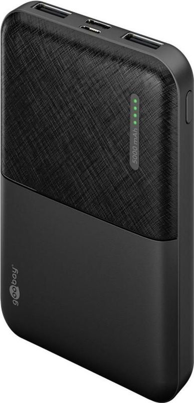 Powerbank - 5000 mAh - USB-A/USB-C - Antislip - Inclusief Oplaadkabel