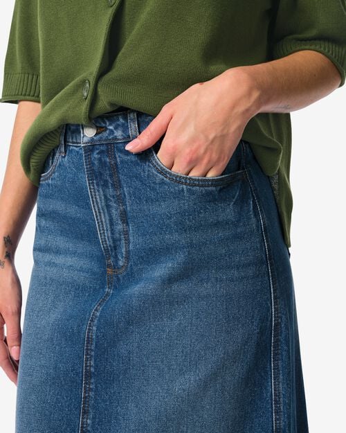 jupe femme denim extra longue  bleu moyen