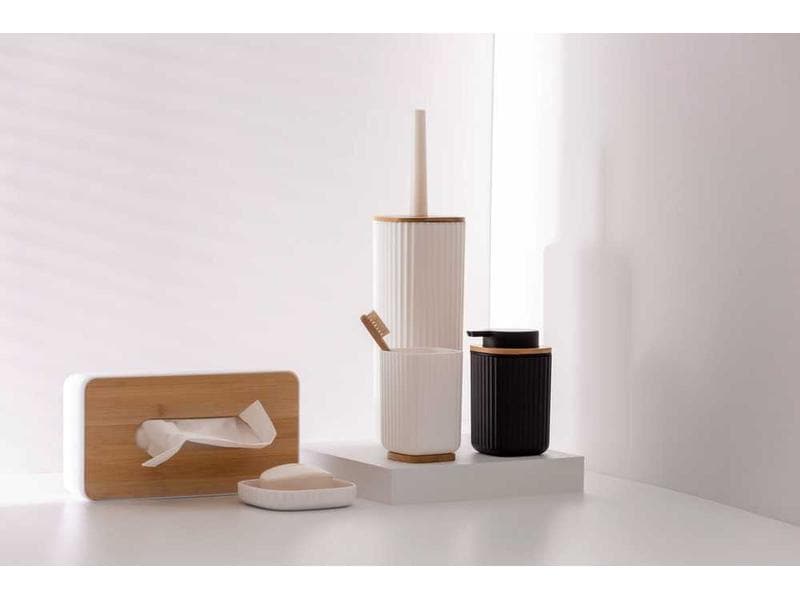 Wenko Kosmetiktuchbox Rotello Nature/Weiss, Bambus/Kunststo Dekorative Taschentuchbox