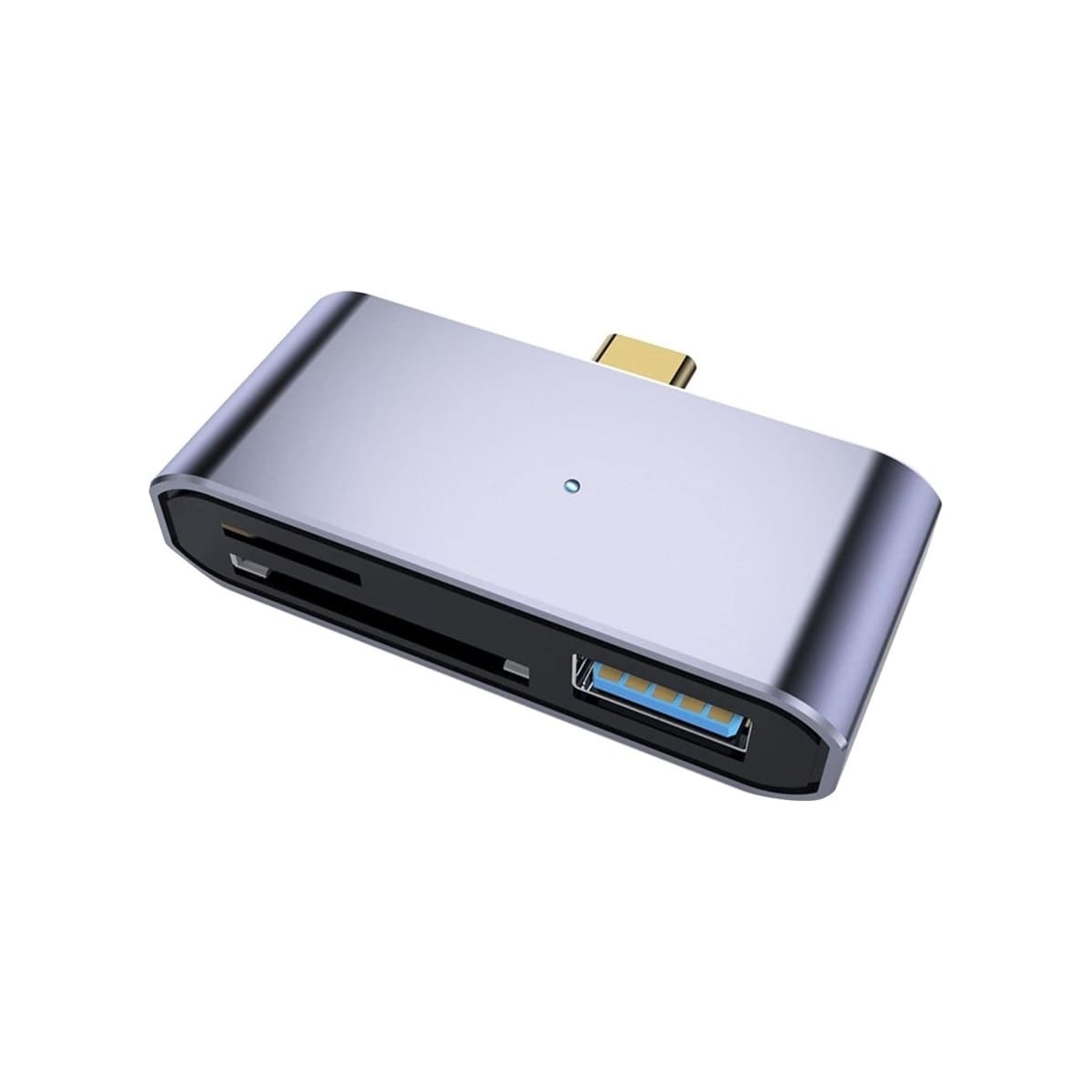 NÖRDIC USB-C Kortleser 2 Spor SD og MicroSD UHS-I + USB-A 3.1