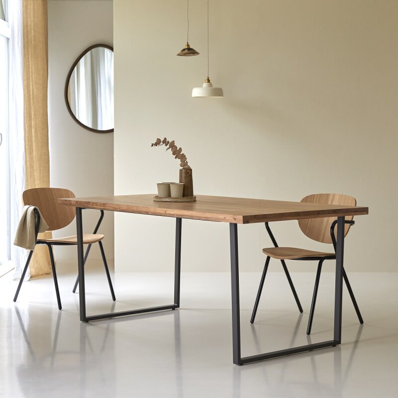 Table Temis en bois d'acacia et métal L 175 x P 90 cm, 6 personnes