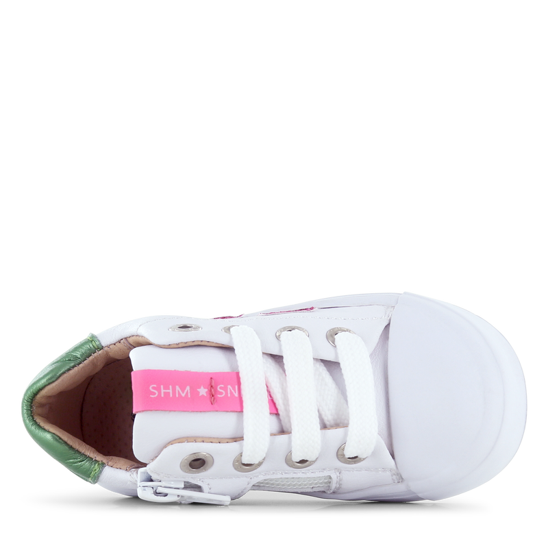 Shoesme witte sneaker met roze stripings Microleer | Meisjes schoenen