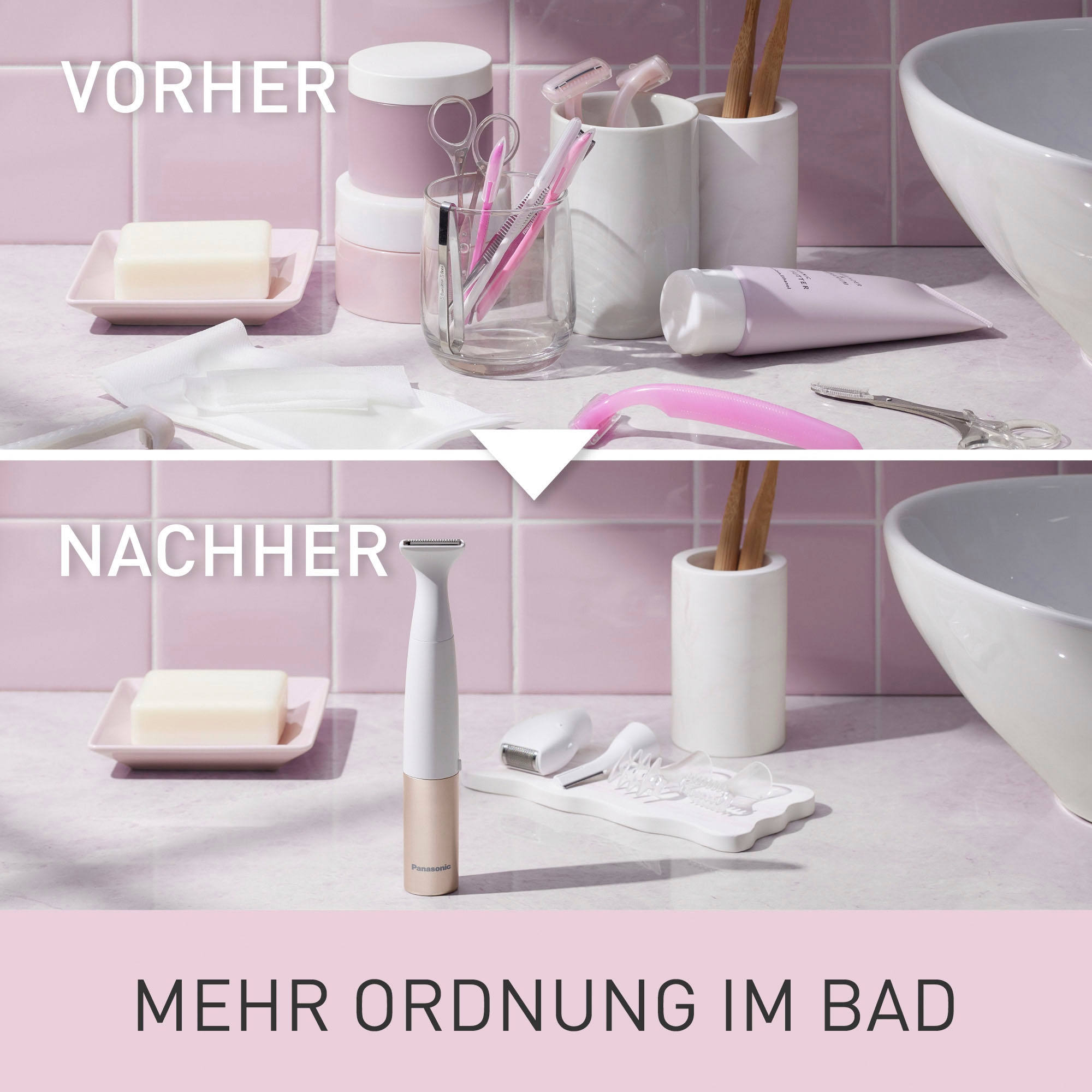 Panasonic Multifunktionstrimmer »ES-WM31-P301« 5 Aufsätze Vielseitige Aufsätze, wet & dry, effiziente & schonende Rasur