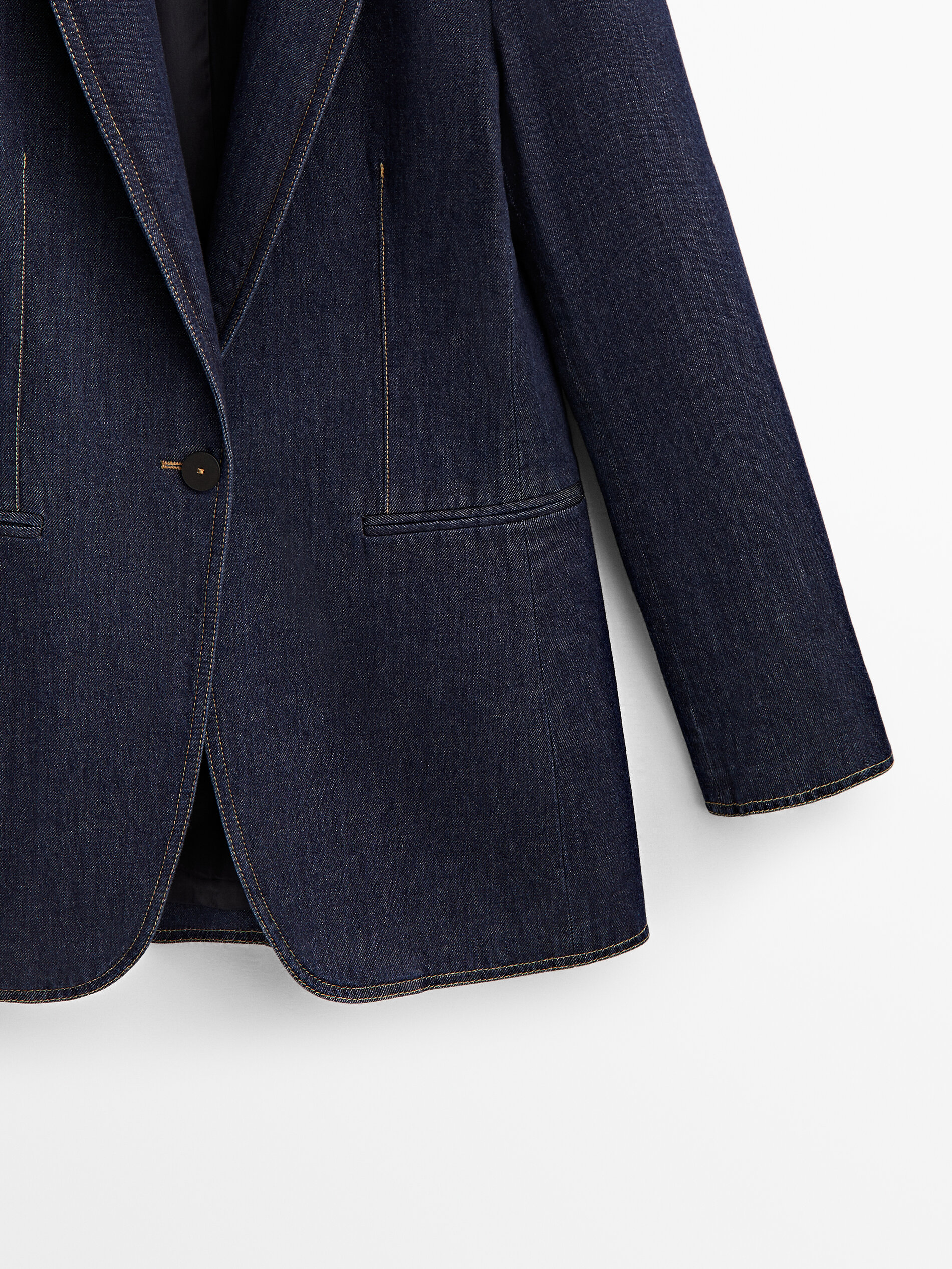 Jeans Americana com um botão - AZUL MÉDIO
